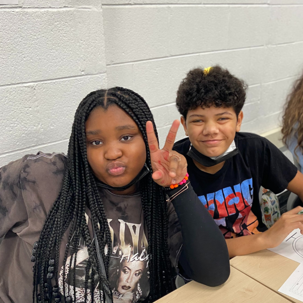 Two participants at an in-school program