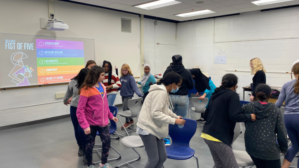 Group activity with in-school Girls Group participants